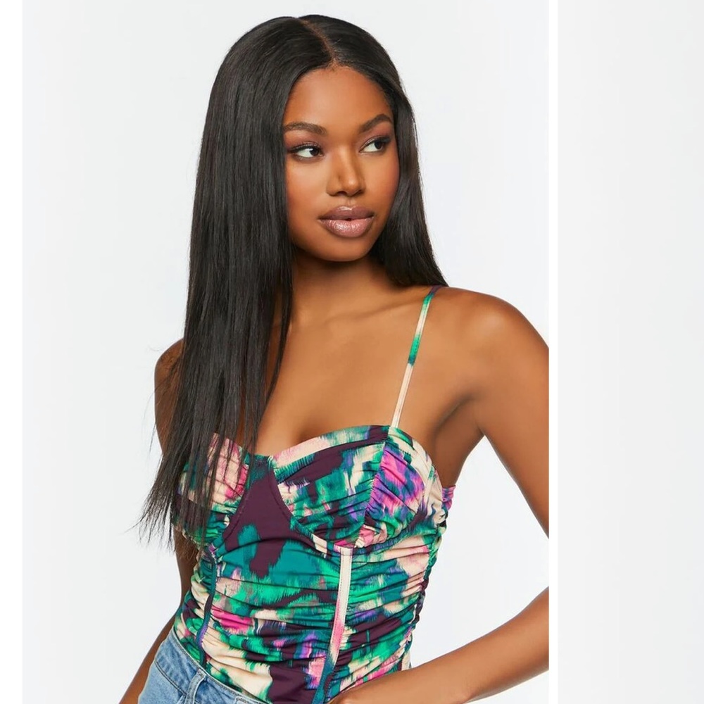 3 for $25💙Watercolor Ruched Bodysuit